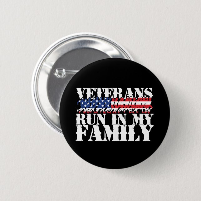 Military Veterans Run in My Family - Running 6 Cm Round Badge (Front & Back)