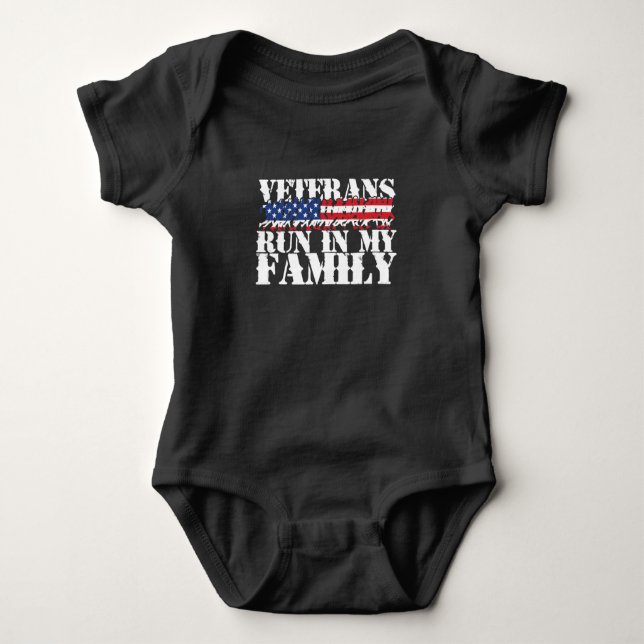 Military Veterans Run in My Family - Running Baby Bodysuit (Front)