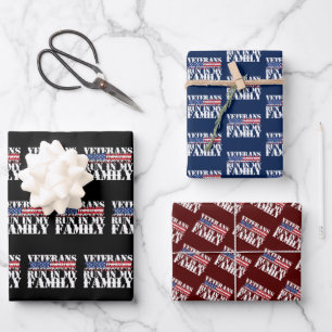 Military Veterans Run in My Family - Running Wrapping Paper Sheet