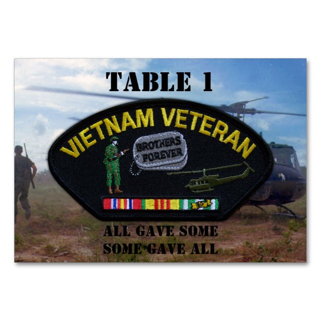 Military Vietnam nam war veterans vets Table Number (Front)