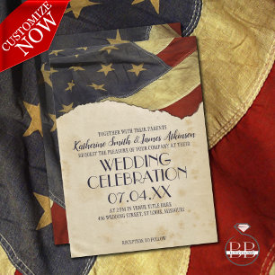 Military Wedding Patriotic Vintage Flag Invitation