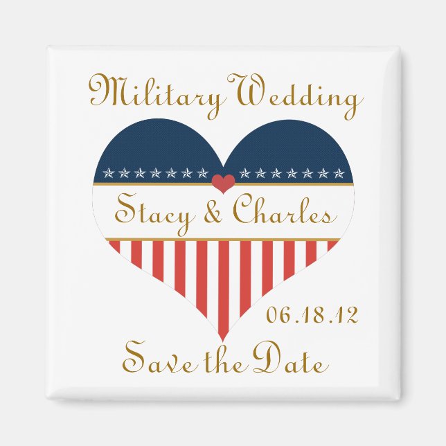 Military Wedding Save the Date Personalised Magnet (Front)