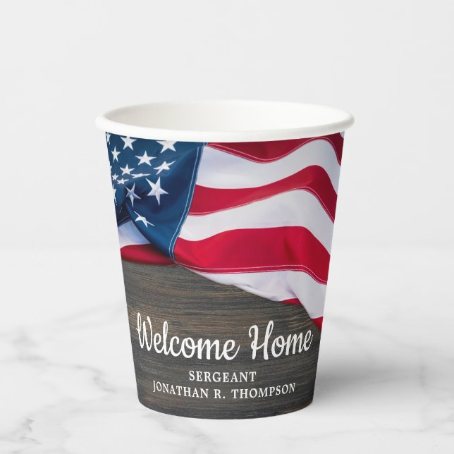 Military Welcome Home Party Usa American Flag Paper Cups (Front)