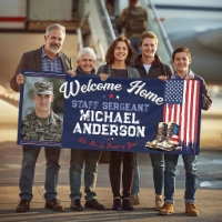 Military Welcome Home US Flag Boots Custom Photo