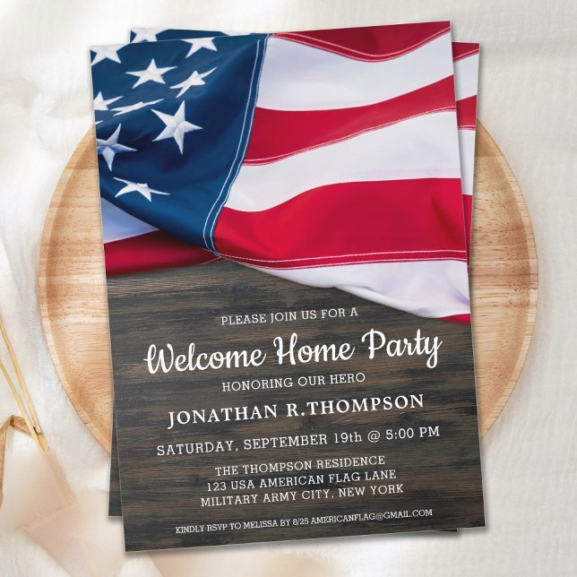 Military Welcome Home Usa American Flag Patriotic Invitation (Creator Uploaded)