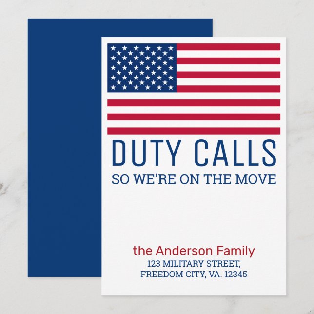 Military We've Moved PCS Move Army American Flag Announcement (Front/Back)