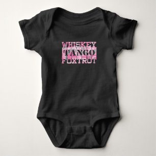 Military Whiskey Tango Foxtrot Pink Camo Baby Bodysuit