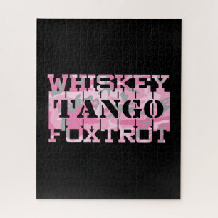 Military Whiskey Tango Foxtrot Pink Camo Jigsaw Puzzle