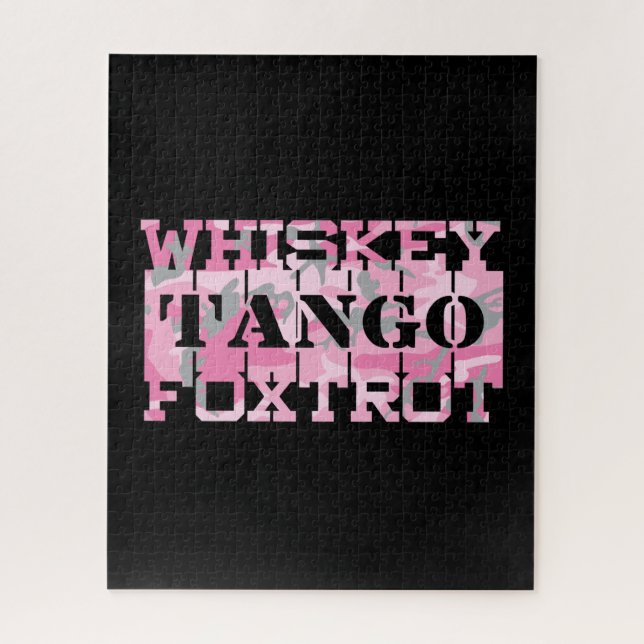 Military Whiskey Tango Foxtrot Pink Camo Jigsaw Puzzle (Vertical)