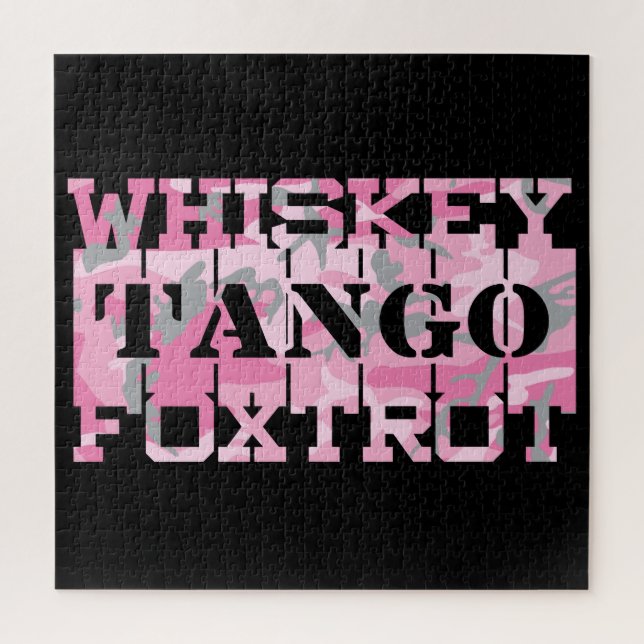 Military Whiskey Tango Foxtrot Pink Camo Jigsaw Puzzle (Vertical)