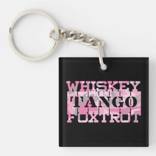 Military Whiskey Tango Foxtrot Pink Camo Key Ring