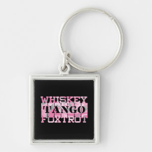 Military Whiskey Tango Foxtrot Pink Camo Key Ring