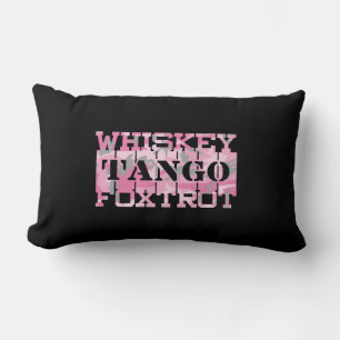 Military Whiskey Tango Foxtrot Pink Camo Lumbar Cushion