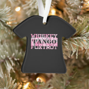Military Whiskey Tango Foxtrot Pink Camo Ornament