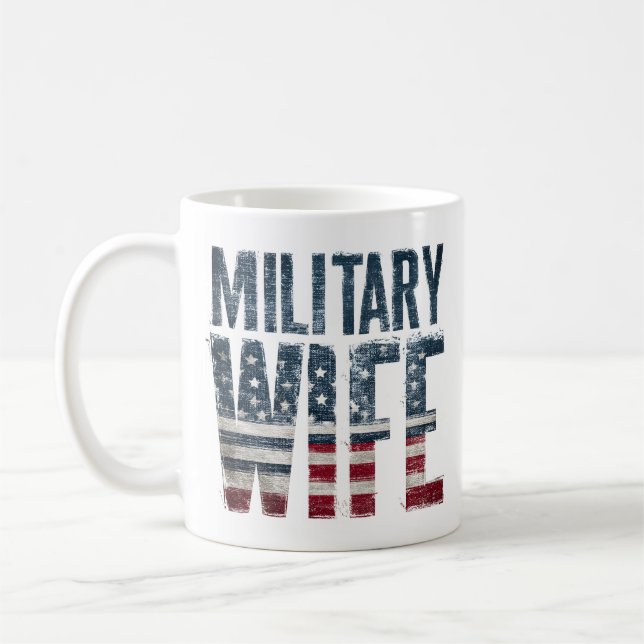 Military wife patriotic red, white and blue  coffee mug (Left)