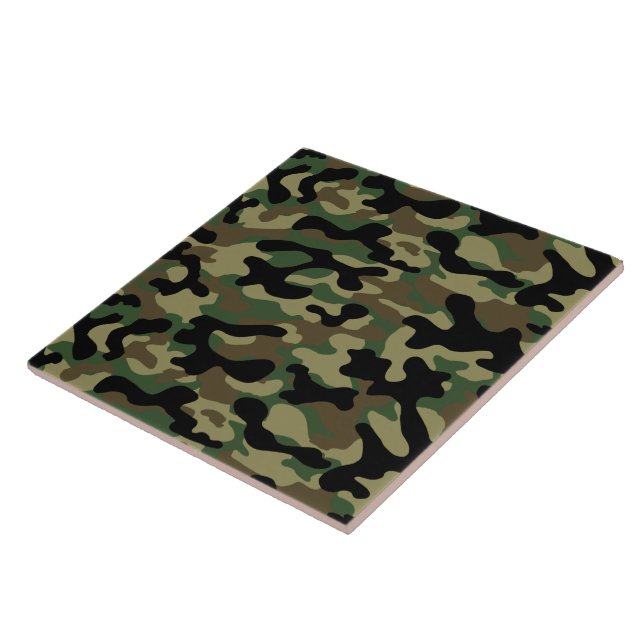 Military Woodland Camouflage  Ceramic Tile (Side)