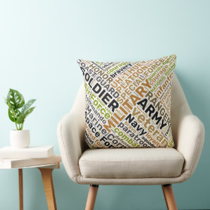 Military Word Cloud Throw Pillow