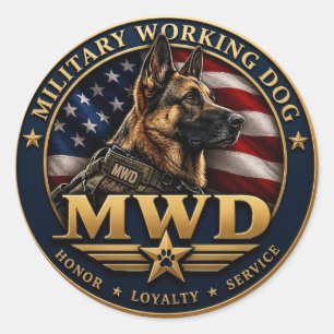 Military Working Dog German Shepherd Classic Round Sticker
