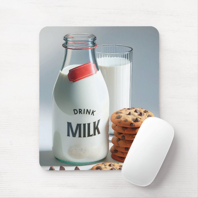 Milk and Chocolate Chip Cookies Mouse Pad (With Mouse)