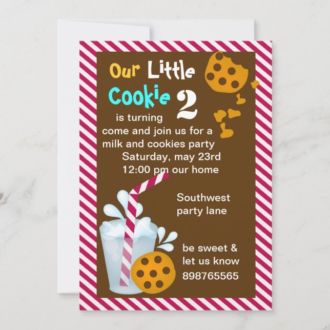 Milk and cookie birthday party invitation (Front)