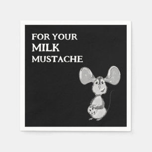 Milk and Cookie Mustache Mouse First Birthday Napkin