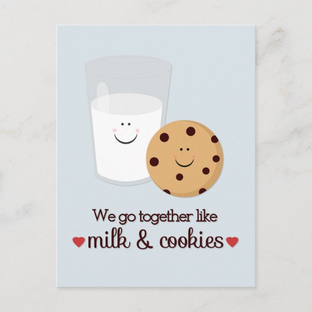 Milk and Cookie Valentine's Day Postcard (Front)