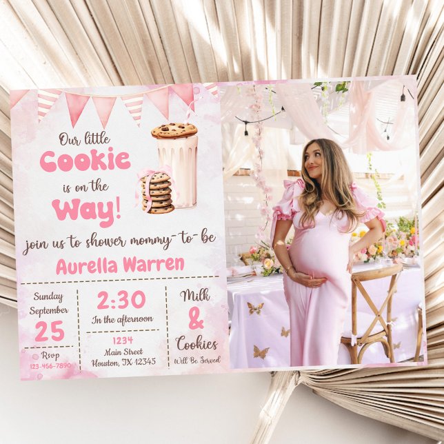Milk And Cookies Baby Girl Shower Party Photo Invitation (Creator Uploaded)
