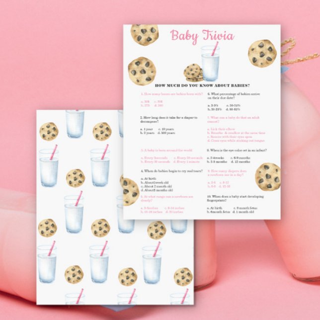 Milk and cookies baby shower Baby trivia game (Creator Uploaded)