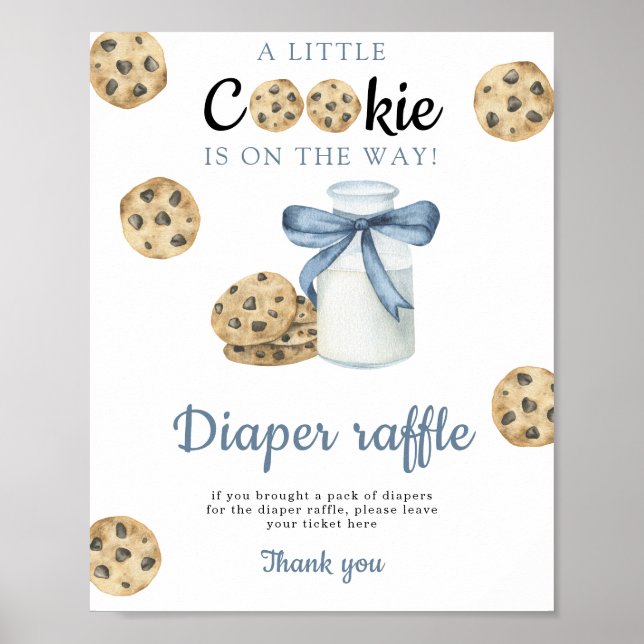 Milk and cookies baby shower Diaper Raffle game Poster (Front)