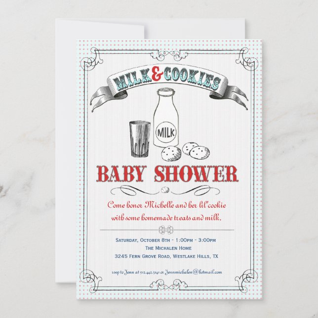 Milk and Cookies Baby Shower Invitation (Front)