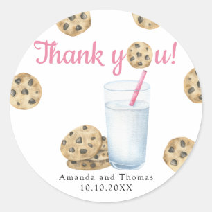 Milk and cookies Baby shower Thank you Classic Round Sticker