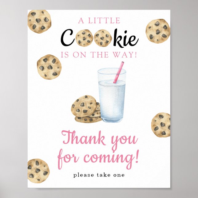 Milk and cookies baby shower - Thank you  Poster (Front)
