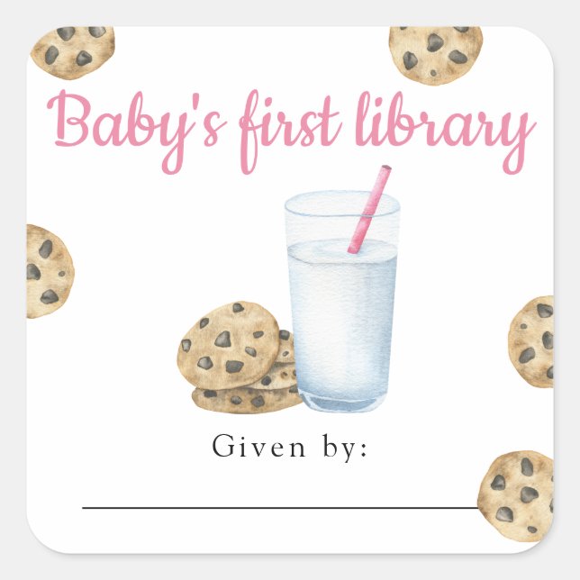 Milk and Cookies Baby's first library  Square Sticker (Front)