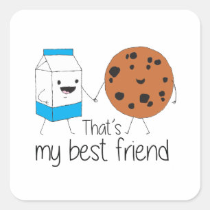 Milk and Cookies Best Friends BFF Friendship Art Square Sticker