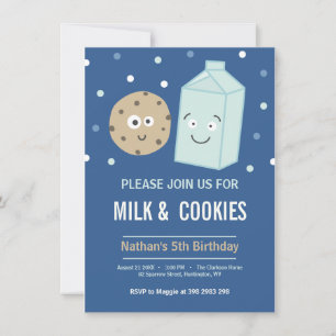 Milk and cookies birthday dessert party invitation