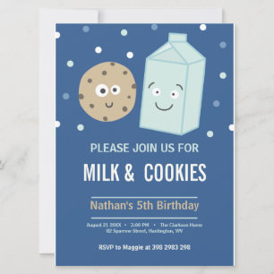 Milk and cookies birthday dessert party invitation