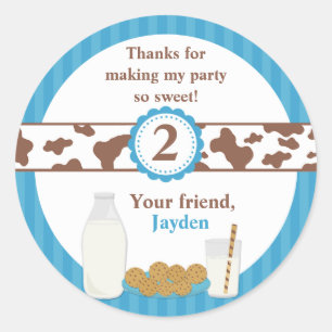 Milk and Cookies Birthday Party Classic Round Sticker
