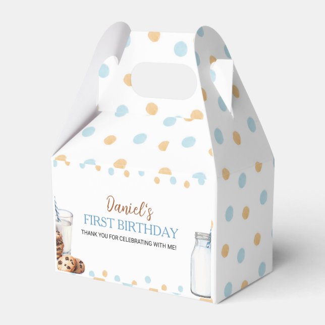 Milk And Cookies Birthday Party Favour Box (Front Side)