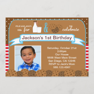 Milk and Cookies Birthday Party Invitations Photo