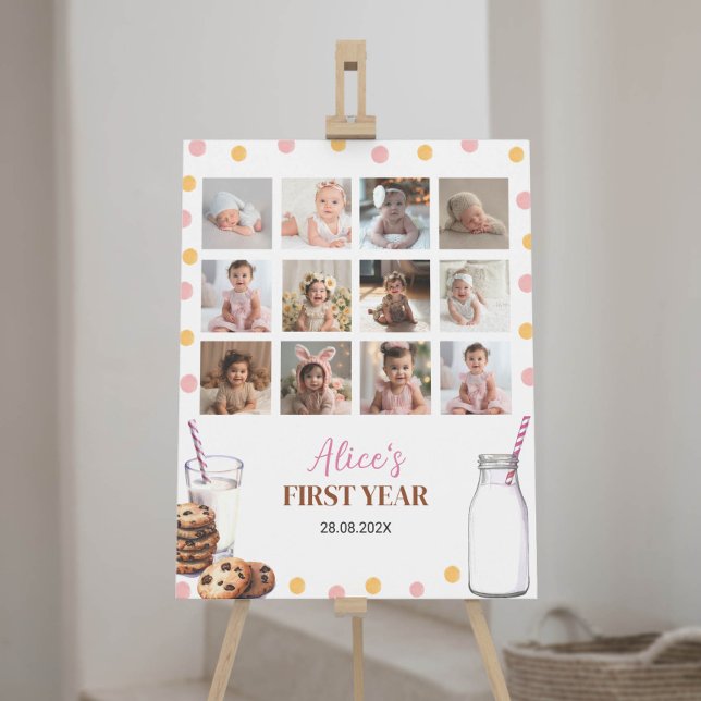 Milk And Cookies Birthday Photo Milestone Sign (Creator Uploaded)