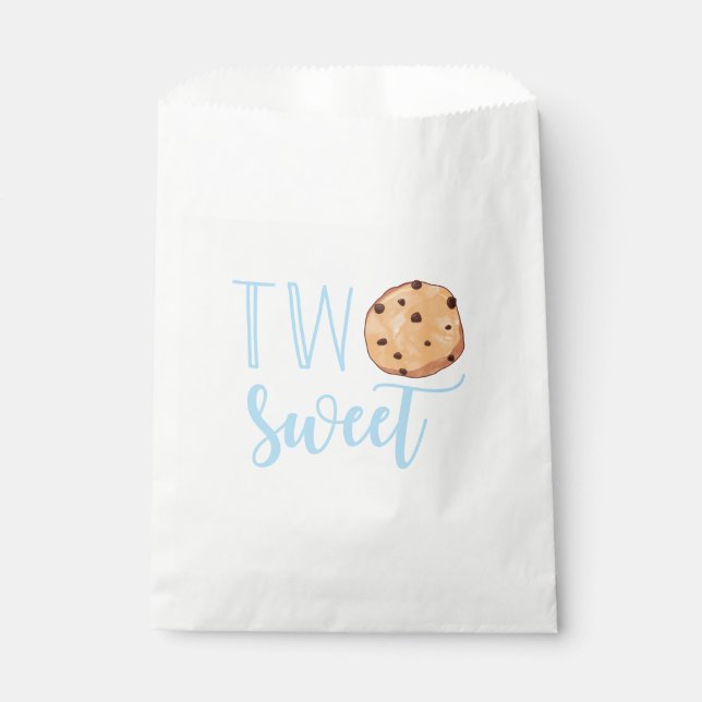 Milk and Cookies blue 2nd Birthday two sweet Favour Bag (Front)