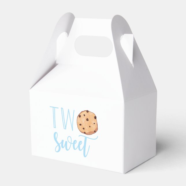 Milk and Cookies blue 2nd Birthday two sweet Favour Box (Front Side)