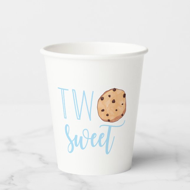 Milk and Cookies blue 2nd Birthday two sweet Paper Cups (Front)