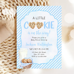 Milk and Cookies Blue Baby Boy Shower Party Invitation