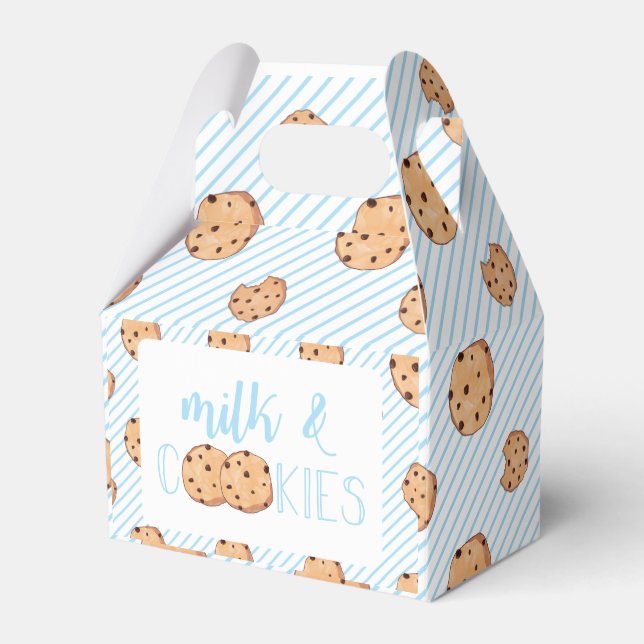 Milk and Cookies blue Birthday Party Favour Box (Front Side)
