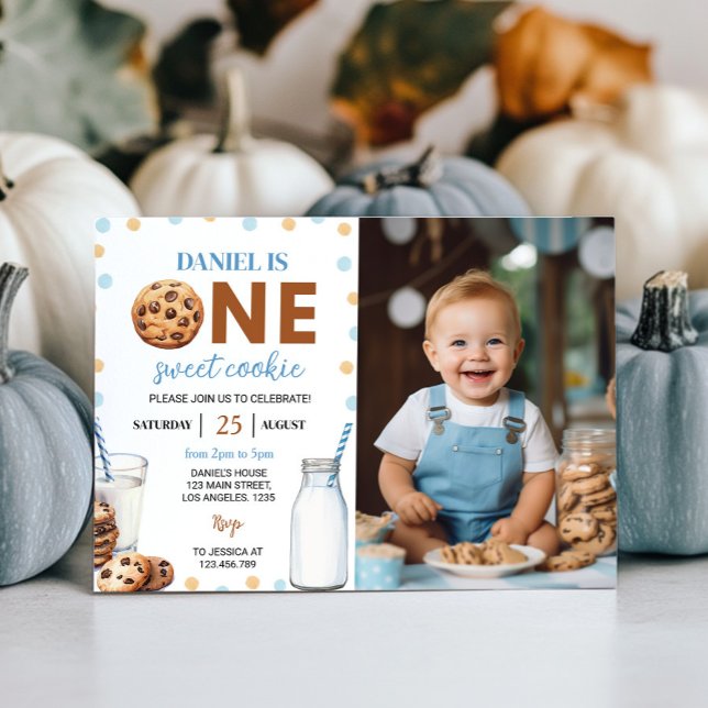 Milk And Cookies Boy 1st Birthday Invitation (Creator Uploaded)