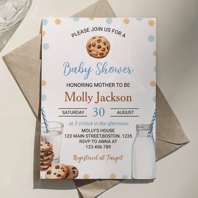 Milk And Cookies Boy Baby Shower Invitation  (Creator Uploaded)