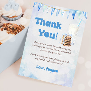Milk And Cookies Boy Birthday Party Thank You Card