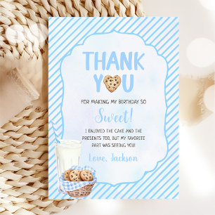 Milk And Cookies Boy Birthday  Thank You Card