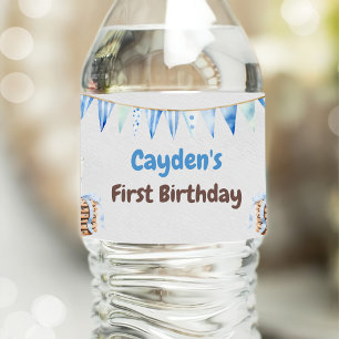 Milk and Cookies Boy First Birthday Party Water Bottle Label